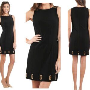 Joseph Ribkoff Black Shift Dress w/ Gold Grommets | Size 4
